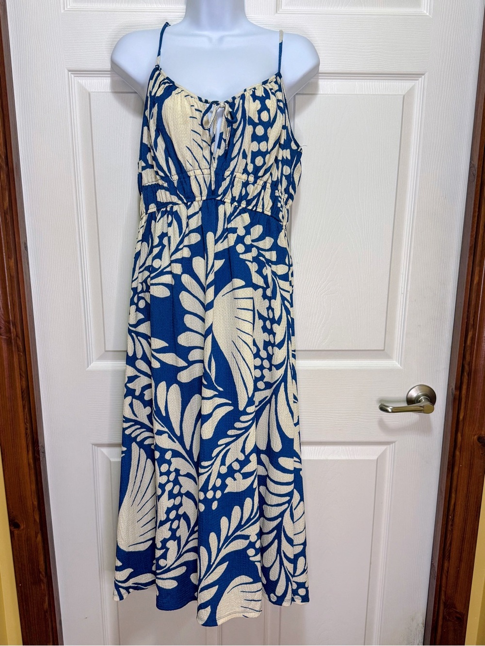 H&M Blue and Cream Floral Maxi Dress